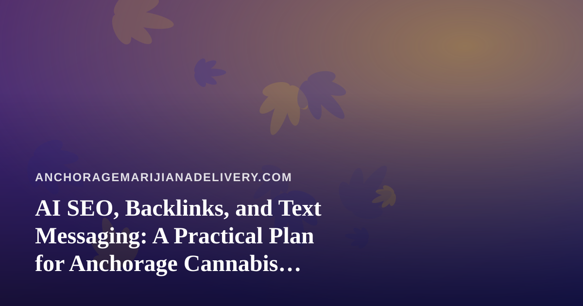 AI SEO, Backlinks, and Text Messaging: A Practical Plan for Anchorage Cannabis Delivery