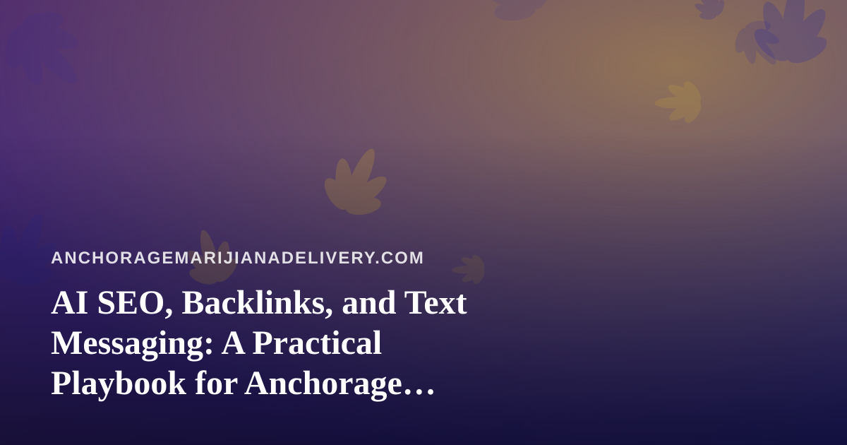 AI SEO, Backlinks, and Text Messaging: A Practical Playbook for Anchorage Cannabis Delivery Shops